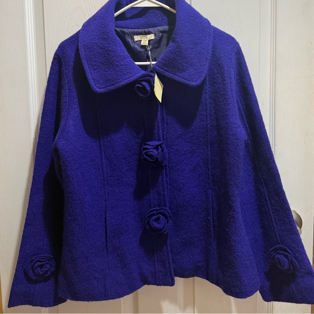 NWT vintage Carson purple 100% wool jacket women’s size medium